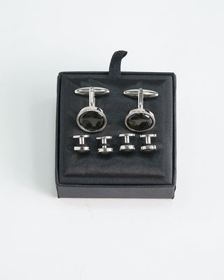 Dion Formal Chevron Cuff Link Stud Set Silver 