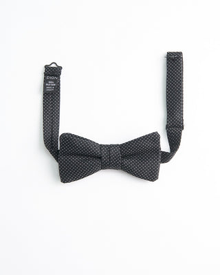 Dion Fine Pin Dot Pre Tied Silk Bowtie Black  2