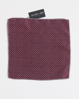 Dion Silk Reversible Dot, Prince Of Wales Pocket Square Burgundy 1