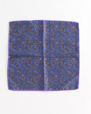 Dion Silk Reversible Floral, Neat Pocket Square Blue 