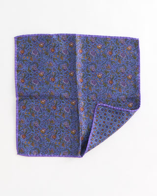 Dion Silk Reversible Floral, Neat Pocket Square Blue  1