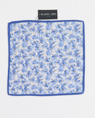 Dion Silk Reversible Floral, Medallion Pocket Square Blue 1