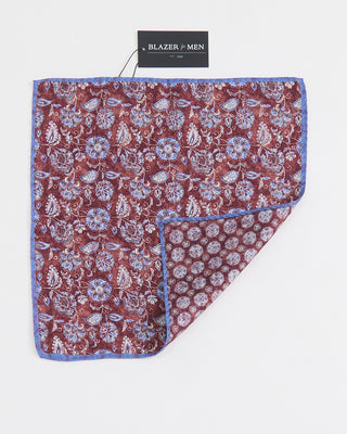 Dion Silk Reversible Floral, Medallion Pocket Square Burgundy 1 1