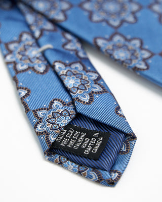 Dion Silk Floral Bedallions Necktie Blue  2