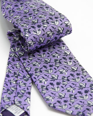 Dion Silk Floral Vines Necktie Purple  1