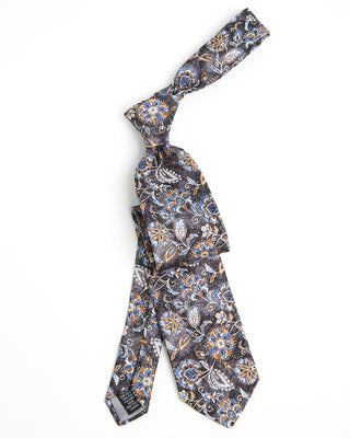 Dion Silk Mistic Floral Necktie Charcoal 
