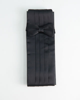 Dion Silk Cummerbund  Pt Bowtie Set Black 