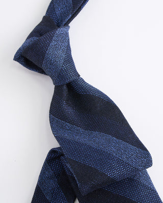 Dion Melange Bar Stripe Necktie Navy  1