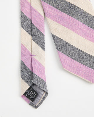 Dion Woven Jacquared Snakeskin Strip Silk Tie Pink 