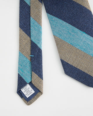 Dion Grain Bar Stripes Silk Tie Turquoise 