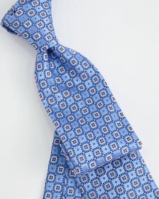 Dion Woven Jacquared Ornate Cubes Silk Tie Blue 