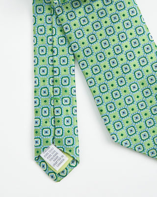 Dion Woven Jacquared Ornate Cubes Silk Tie Green 