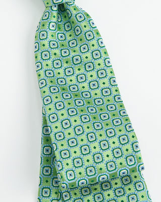 Dion Woven Jacquared Ornate Cubes Silk Tie Green  1