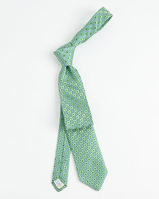 Dion Woven Jacquared Ornate Cubes Silk Tie Green  2
