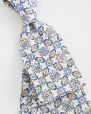 Dion Printed Panama Floral Madella Silk Tie Blue  1