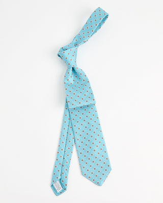 Dion Woven Jacquared Textured Pin Dot Floral Silk Tie Aqua  2