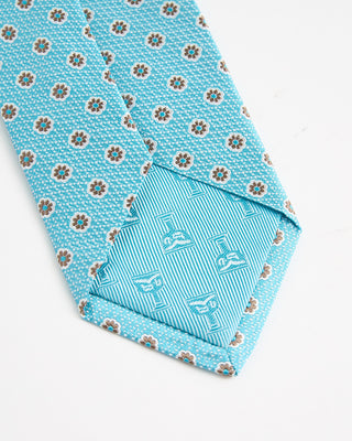 Dion Woven Jacquared Textured Pin Dot Floral Silk Tie Aqua  3
