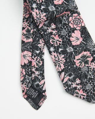 Dion Printed Panama Blossoming Flowers Silk Tie Pink 