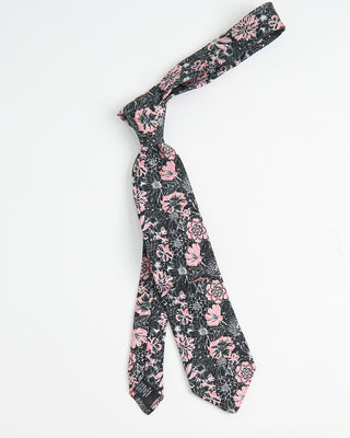 Dion Printed Panama Blossoming Flowers Silk Tie Pink  2