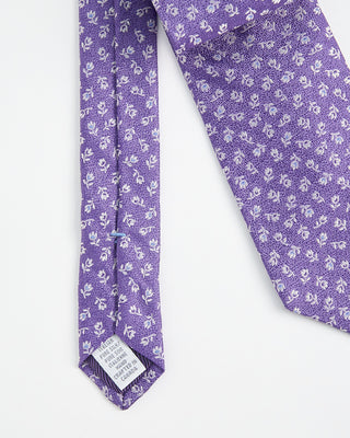 Dion Woven Jacquared Cascading Tulips Silk Tie Purple 
