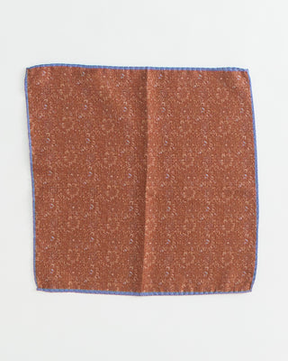 Dion Double Printed Panama Floral Silk Pocket Square Copper 