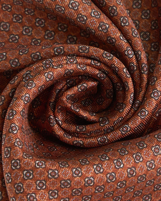 Dion Double Printed Panama Floral Silk Pocket Square Copper  2