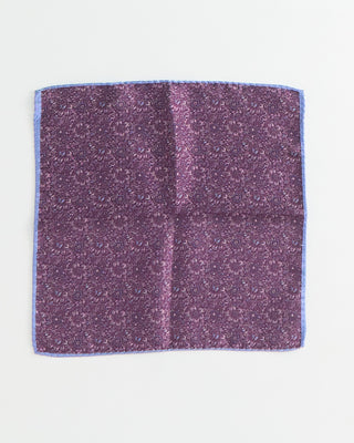 Dion Double Printed Panama Floral Silk Pocket Square Grape 