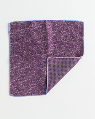 Dion Double Printed Panama Floral Silk Pocket Square Grape  1