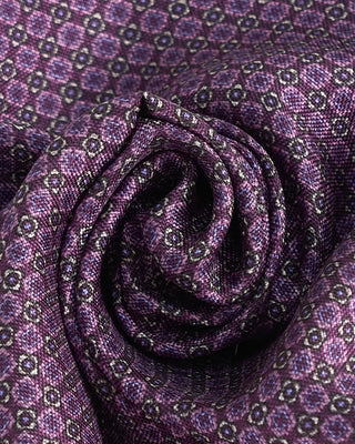 Dion Double Printed Panama Floral Silk Pocket Square Grape  2