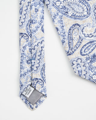 Dion Printed Panama Mystic Teardrop Paisley Silk Tie Blue 