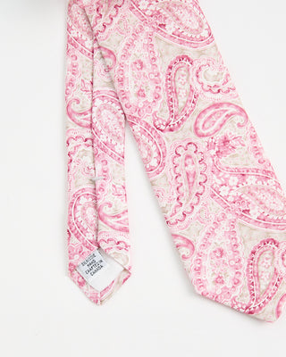 Dion Printed Panama Mystic Teardrop Paisley Silk Tie Pink 