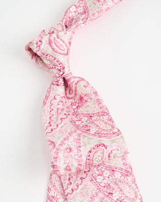 Dion Printed Panama Mystic Teardrop Paisley Silk Tie Pink  1