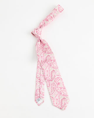 Dion Printed Panama Mystic Teardrop Paisley Silk Tie Pink  2