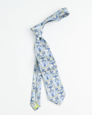 Dion Printed Panama Ornate Floral Silk Tie Sage  1