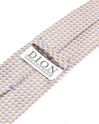 Dion Woven Jacquard Tranversal Squares Silk Tie Camel 10312