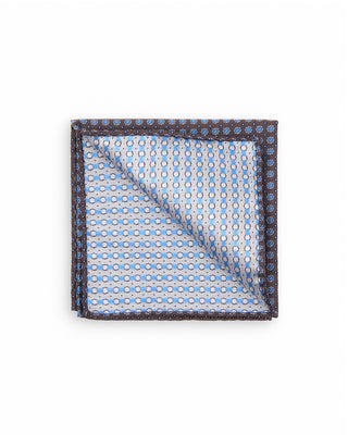 Dion Espresso Blue Medallion Silk Pocket Square Espresso Blue Medallion 1 10115