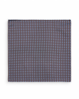 Dion Espresso Blue Medallion Silk Pocket Square Espresso Blue Medallion 2 10153