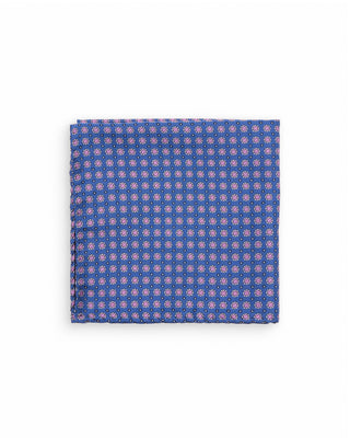 Dion Navy Pink Medallion Silk Pocket Square Navy Pink Medallion 10116