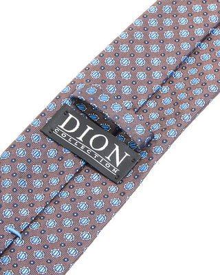 Dion Chocolate Blue Medallion Silk Tie Chocolate Blue Medallion 10300