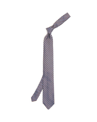 Dion Chocolate Blue Medallion Silk Tie Chocolate Blue Medallion 1 10174