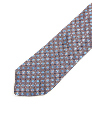 Dion Chocolate Blue Medallion Silk Tie Chocolate Blue Medallion 2 10301