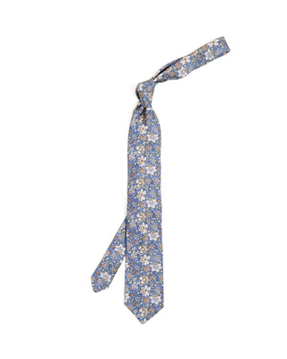 Dion Printed Panama Floral Verdant Melange Silk Tie Blue 1 10218