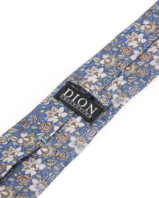 Dion Printed Panama Floral Verdant Melange Silk Tie Blue 2 10220