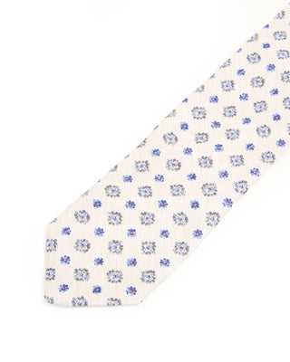 Dion Sand Blue Medallion Silk Tie Sand Blue Medallion 1 10320