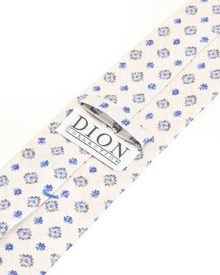 Dion Sand Blue Medallion Silk Tie Sand Blue Medallion 2 10321