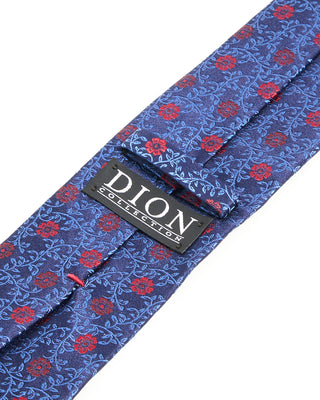 Dion Scrolling Vine, Margarita Floral Jacquard Silk Tie Navy 2 10311