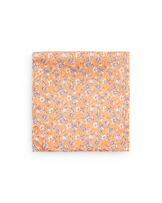 Dion Orange Garden Floral Silk Pocket Square Orange Garden Floral 10106