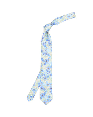 Dion Printed Panama Floral Daisy Silk Tie Sage 10199