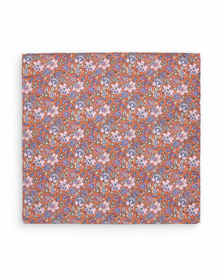 Dion Printed Panama Floral Verdant Melange Pocket Square Rust 2 10139