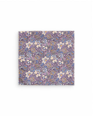 Dion Printed Panama Floral Verdant Melange Pocket Square Purple 10089
